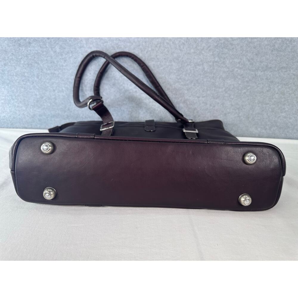 Claire Chase Executive 13"-15" Laptop Bag Dark Brown Leather Pockets Business - Picture 9 of 15
